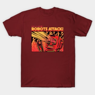 Retro Sci Fi Robots Attack! T-Shirt